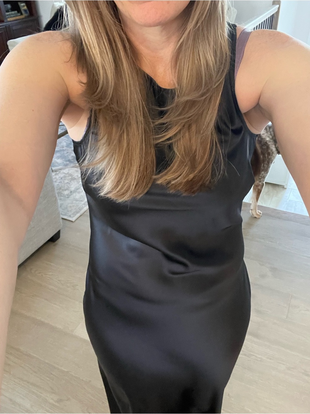 Steve Madden Black Satin Maxi Dress